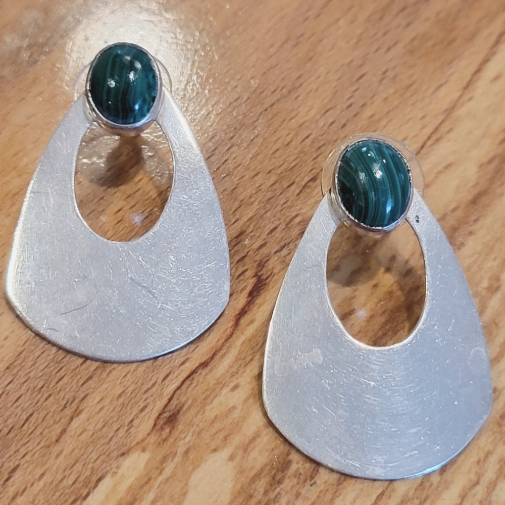 Sterling Silver Malachite Earrings